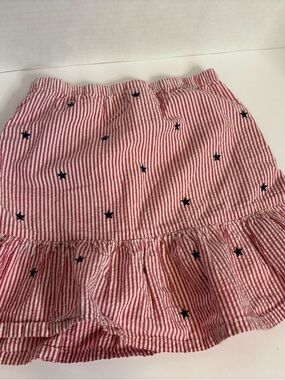 Gymboree Red White and blue Striped Skirt with Navy Star Embroidery seersucker